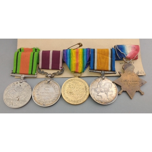 123 - WWI and later medal group to S. Srgt. J. Munro comprising 1914-15 Star S & T Corps, British War ... 