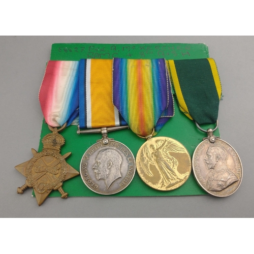 127 - WWI medal group RAMC and 8th ARGYLL AND SUTHERLAND HIGHLANDERS interest awarded to 58827 Pte. A. McK... 