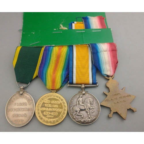 127 - WWI medal group RAMC and 8th ARGYLL AND SUTHERLAND HIGHLANDERS interest awarded to 58827 Pte. A. McK... 