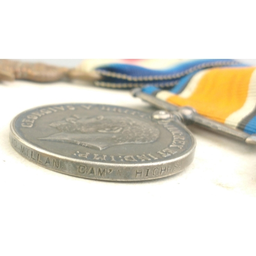 129 - WWI medal trio - CAMERON HIGHLANDERS, awarded to 3-5467 Pte. D. J. McMillan comprising 1914 Star, Br... 