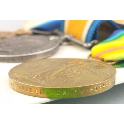 129 - WWI medal trio - CAMERON HIGHLANDERS, awarded to 3-5467 Pte. D. J. McMillan comprising 1914 Star, Br... 