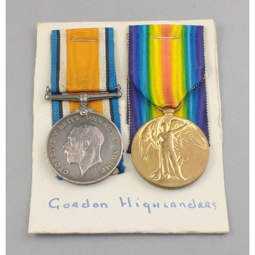 132 - WWI medal pair GORDON HIGHLANDERS awarded to S-23383 Pte. R. Bogie comprising British War Medal and ... 