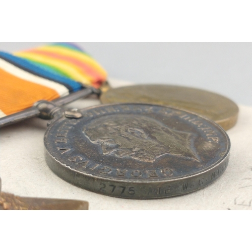 133 - WWI medal trio -  GORDON HIGHLANDERS awarded to 2775 Pte. W. G. Morrison comprising 1914-15 Star, Br... 