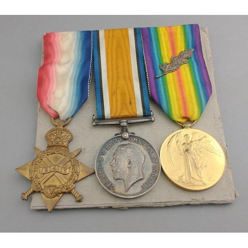 134 - WWI medal trio FIFE AND FORFAR YEOMANRY awarded to 2074 Lcpl. later Lieut. J. Murray, comprising 191... 