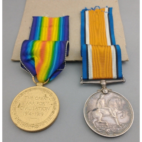 140 - WWI medal pair LOTHIAN AND BORDER HORSE awarded to 2435 Pte. A. Fowler comprising British War Medal ... 