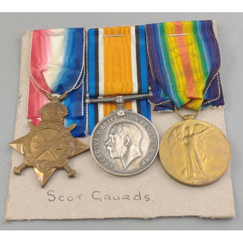 142 - WWI medal trio SCOTS GUARDS awarded to 13781 Pte. J. McLaren comprising 1914-15 Star, British War Me... 