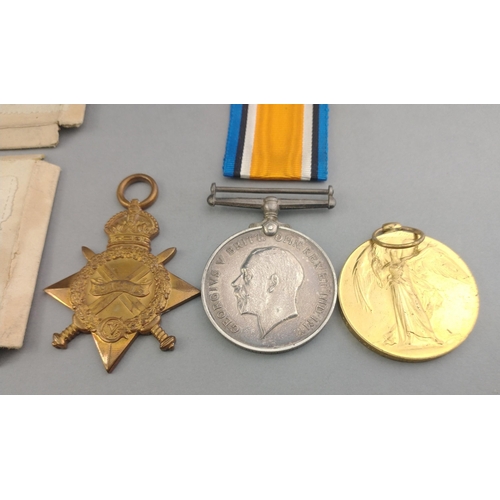 144 - GEORGE V WWI medal trio 1914-15 Star and British War Medal and Victory Medal awarded to16432 Cpl. E.... 