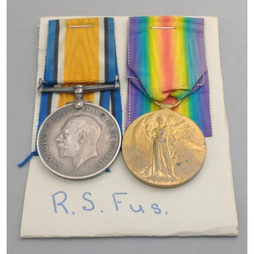 146 - WWI medal pair SCOTTISH SCOTS FUSILIERS awarded to 15433 Pte. J. Turnbull comprising British War Med... 