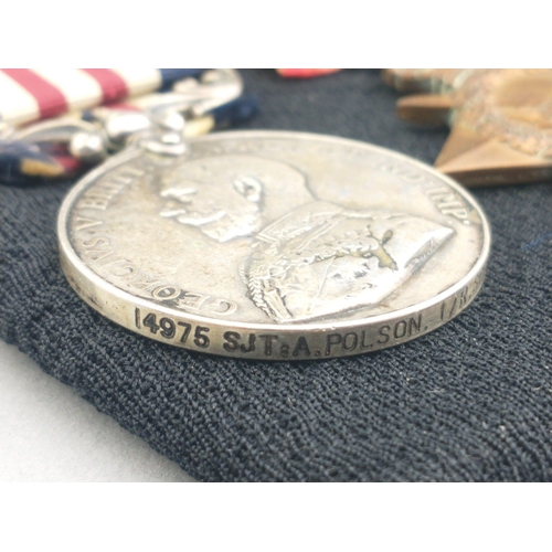 147 - WWI Military Medal group ROYAL SCOTS FUSILIERS awarded to 14975 Sgt. A. Polson, comprising Military ... 