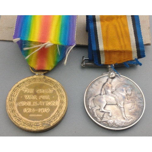 153 - WWI medal pair SCOTTISH RIFLES awarded to 29196 Pte. J. F. Scott comprising British War Medal and Vi... 