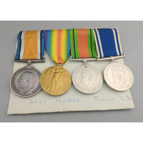 157 - WWI/WWII medal group SCOTTISH HORSE/POLICE awarded to 677151 Sgt. G. M. Soutar, comprising  British ... 