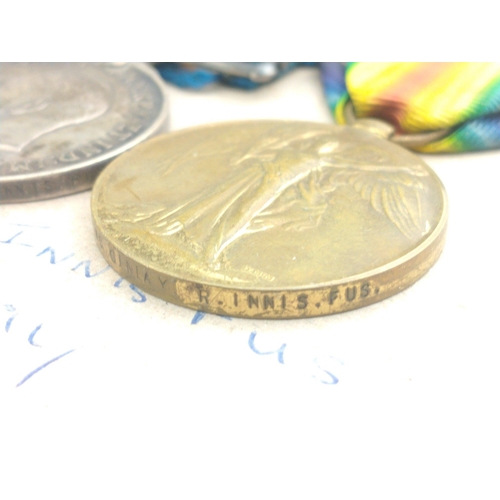 159 - WWI medal trio ROYAL INNISKILLINGS FUSILIERS awarded to 13220 Pte. J. McGinlay, comprising 1914-15 S... 