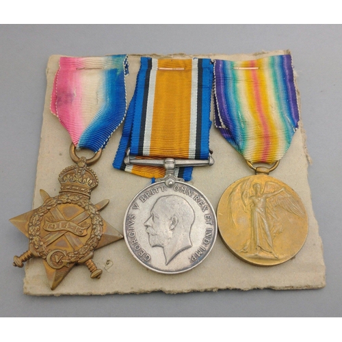 163 - WWI medal group MANCHESTER REGIMENT awarded to 1400 Pte. W. B. Hodgkiss comprising 1914-15 Star, Bri... 