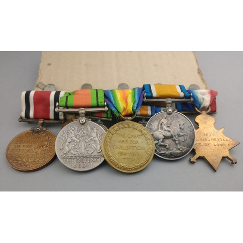 166 - WWI medal group 2nd (City of London) Battalion, LONDON REGIMENT (ROYAL FUSILIERS) awarded to 2611 Pt... 