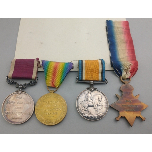 172 - WWI medal group LEINSTER REGIMENT/WILTSHIRE REGIMENT awarded to 8059 Pte. A. W. Wills, comprising 19... 