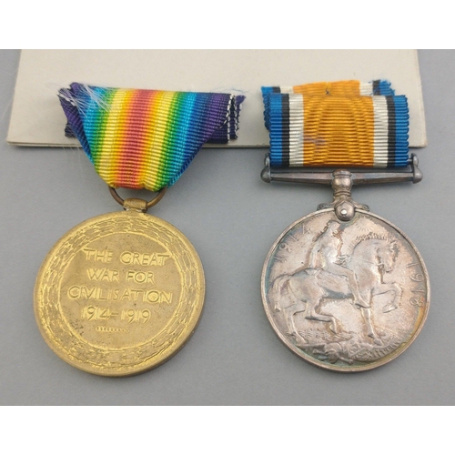 175 - WWI medal pair - 2nd DRAGOONS awarded to D-4075 Pte. W. McDonald comprising British War Medal and Vi... 