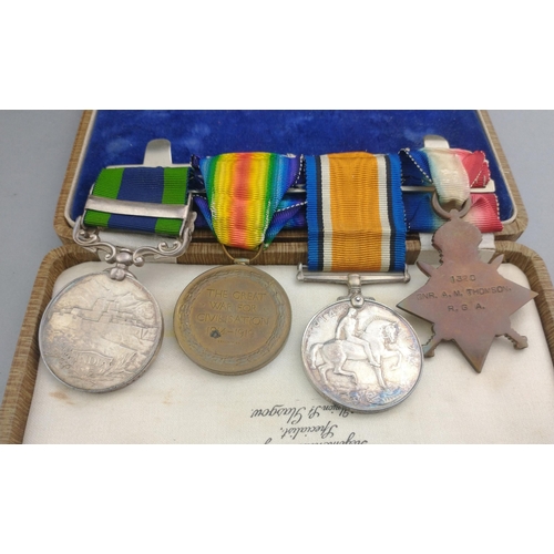 178 - WWI medal group ROYAL GARRISON ARTILLERY awarded to 1230 Gnr. later 2nd Lieut A. M. Thomson comprisi... 