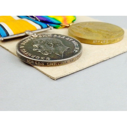 179 - WWI medal pair - ROYAL ARTILLERY awarded to 306453 Gnr. A. Gilmour comprising British War Medal and ... 