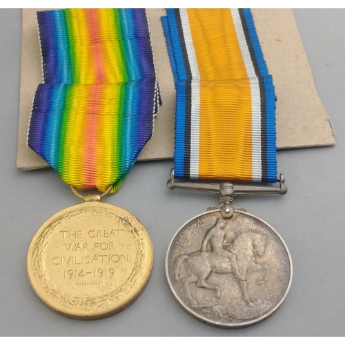 180 - WWI medal pair ROYAL ARTILLERY awarded to 145014 Gn. J. Adams comprising British War Medal and Victo... 