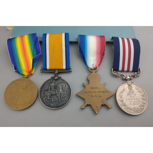 182 - WWI military medal group ROYAL ARTILLERY/ROYAL FIELD ARTILLERY awarded to 86652 A. Sgt./Bmbr. D. Wym... 