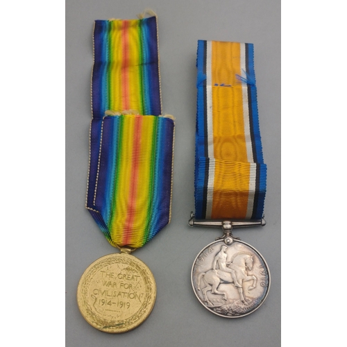 184 - WWI medal pair ROYAL ARTILLERY awarded to 366583 Gnr. J.W. Fox comprising British Medal and Victory ... 