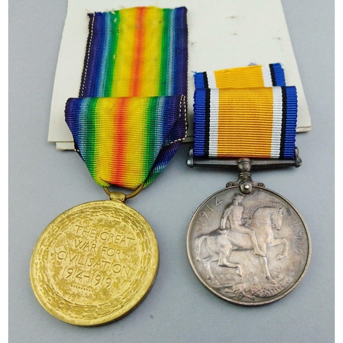 185 - WWI medal pair ARMY SERVICE CORP medals awarded to M-279955 Pte. J. Couper comprising  British War M... 