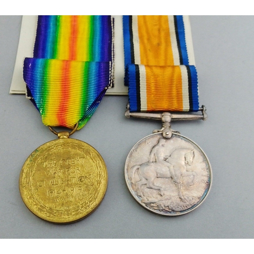 186 - WWI medal pair - LABOUR CORPS awarded to 588973 P. W. Whyte comprising British War Medal and Victory... 