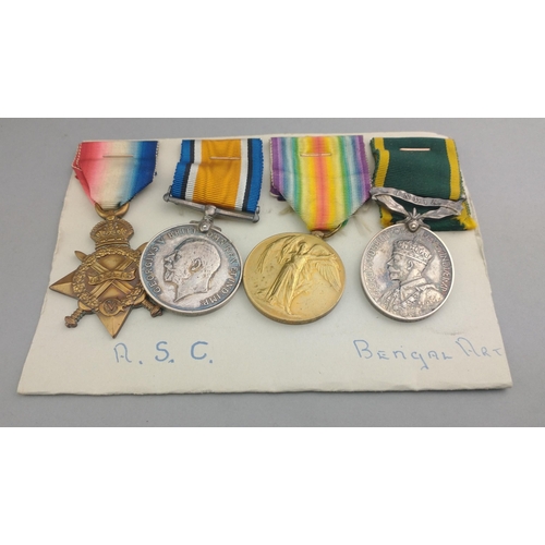 191 - WWI medal group ARMY SERVICE CORPS awarded to 1250 Dvr. G. Fox comprising 1914-15 Star, British War ... 