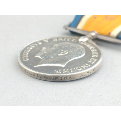 193 - WWI medal group RASC /ASC awarded to M2-018681 C-Q-M Sjt. A. Spink comprising British War Medal, Mer... 