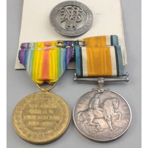 194 - WWI medal pair RAF awarded to 75374 Second Am. R. Mains comprising British War Medal and Victory Med... 