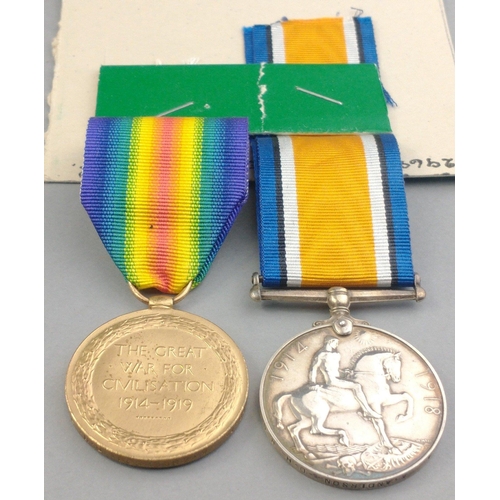 196 - WWI medal pair RNR Deck Hand awarded to 12968 D. A. Anderson comprising British War Medal and Victor... 