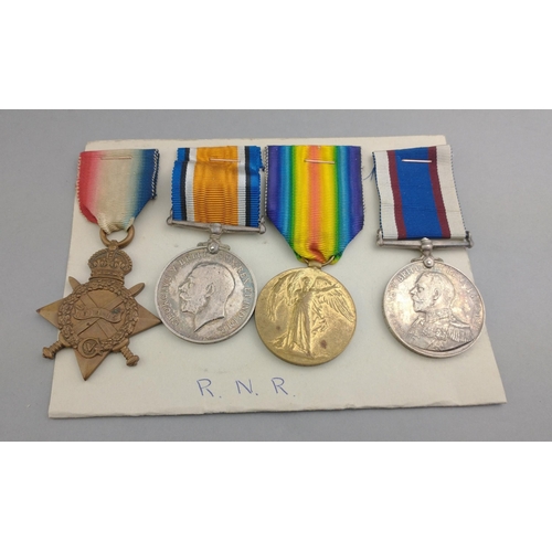 198 - WWI medal group RNR awarded to B. 3954 J. Hogg Smn. RNR comprising 1914-15 Star, British War Medal, ... 