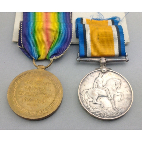 207 - WWI medals to 13- CANADIAN INFANTRY mis-matched pair comprising British War Medal to 24051 Pte W. To... 