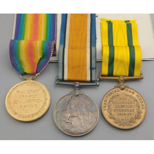 218 - WWI medal trio ROYAL ENGINEERS awarded to 191923 Cpl. S. Smith comprising scarce Territorial Oversea... 