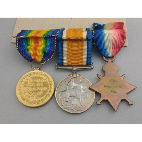 219 - WWI medal trio ROYAL ENGINEERS awarded to 80126 Dvr. A. N. Reid comprising 1914-15 Star, British War... 