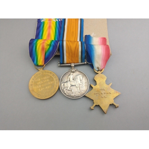 220 - WWI medal trio - ROYAL ENGINEERS awarded to 600 Dvr. A. Auld comprising 1914-15 Star, British War Me... 