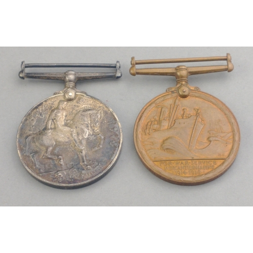 227 - WWI medal pair Marine Mercantile Medal and a 1914-1918 British War Medal awarded to Morrison M.C. Cr... 