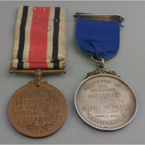 228 - WWI era SPECIAL CONSTABULARY FAITHFUL SERVICE MEDAL with Great War clasp and also WWI era CORPORATIO... 