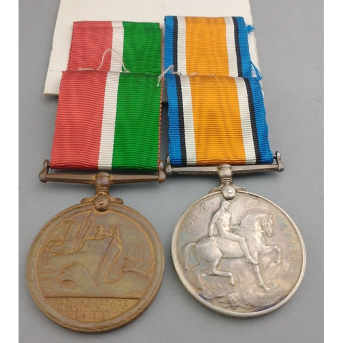 230 - WWI medal pair awarded to Alexander A. Cuthbert comprising British War Medal and Mercantile Marine M... 