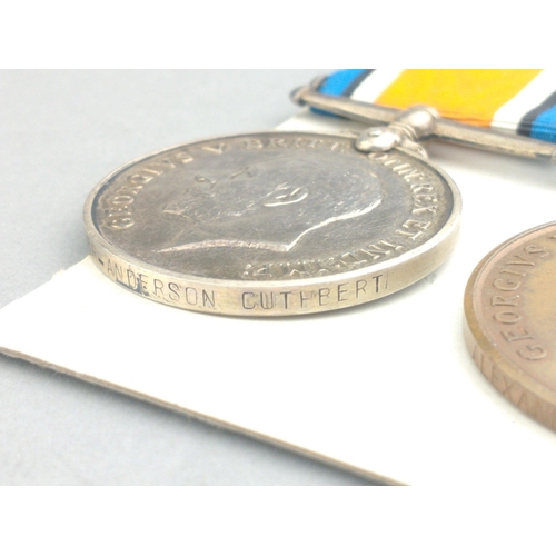 230 - WWI medal pair awarded to Alexander A. Cuthbert comprising British War Medal and Mercantile Marine M... 