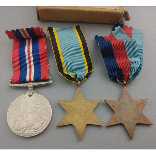 243 - WWII medal group in box sent to Mrs. Edward, Charles Street, Forfar comprising Original Air Crew Eur... 