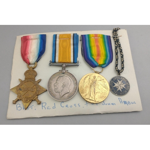 255 - WWI medal trio BRITISH RED CROSS & ST. JOHN'S AMBULANCE awarded to K. A. Parry, comprising 1914-... 