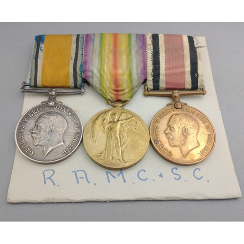 256 - WWI medal trio RAMC/Police interest awarded to 343 A Sjt. J.F. Golding comprising British War Medal,... 