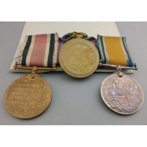 256 - WWI medal trio RAMC/Police interest awarded to 343 A Sjt. J.F. Golding comprising British War Medal,... 