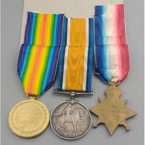 258 - WWI medal trio RAMC awarded to 1184 Pte. A. Farquharson comprising 1914-15 Star, British War Medal a... 