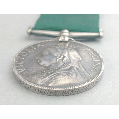 277 - VICTORIA Volunteer Force Long Service Medal awarded to Band Sergeant Donald Gillies Band 1st D. R. V... 