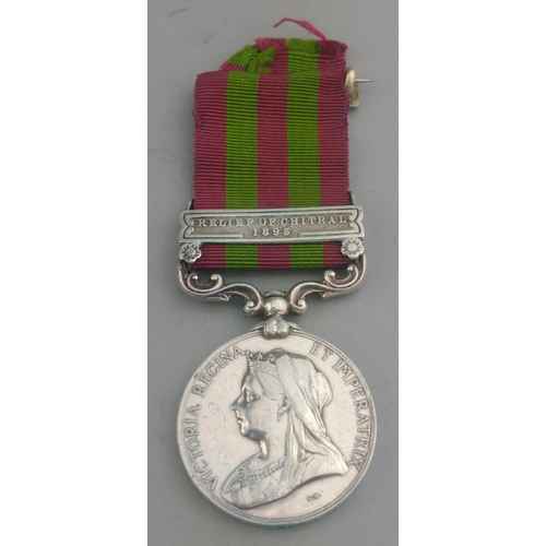 28 - VICTORIA GSM General Service Medal with Relief of Chitral 1895 clasp awarded to 3039 Morgan F. Sgt. ... 