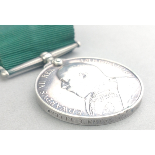 282 - EDWARD VII Volunteer Force Long Service Medal awarded to 4200 Pte. D. McFarlane 1st DUMBARTON V.R.C.... 