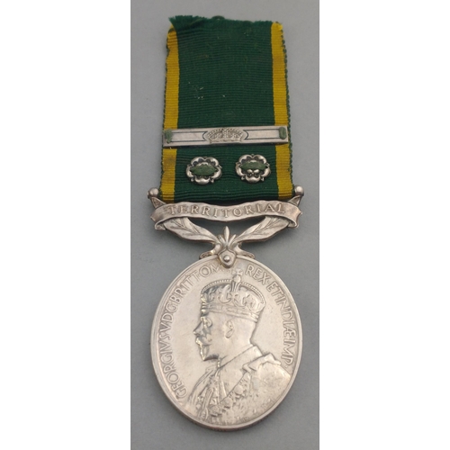 301 - GEORGE V Territorial Efficiency Medal and bar ROYAL ARTILLERY awarded to 745411 Gnr. S. Burrows on r... 