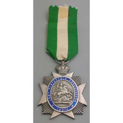 31 - VICTORIA Army Temperance Association India white metal medal#34